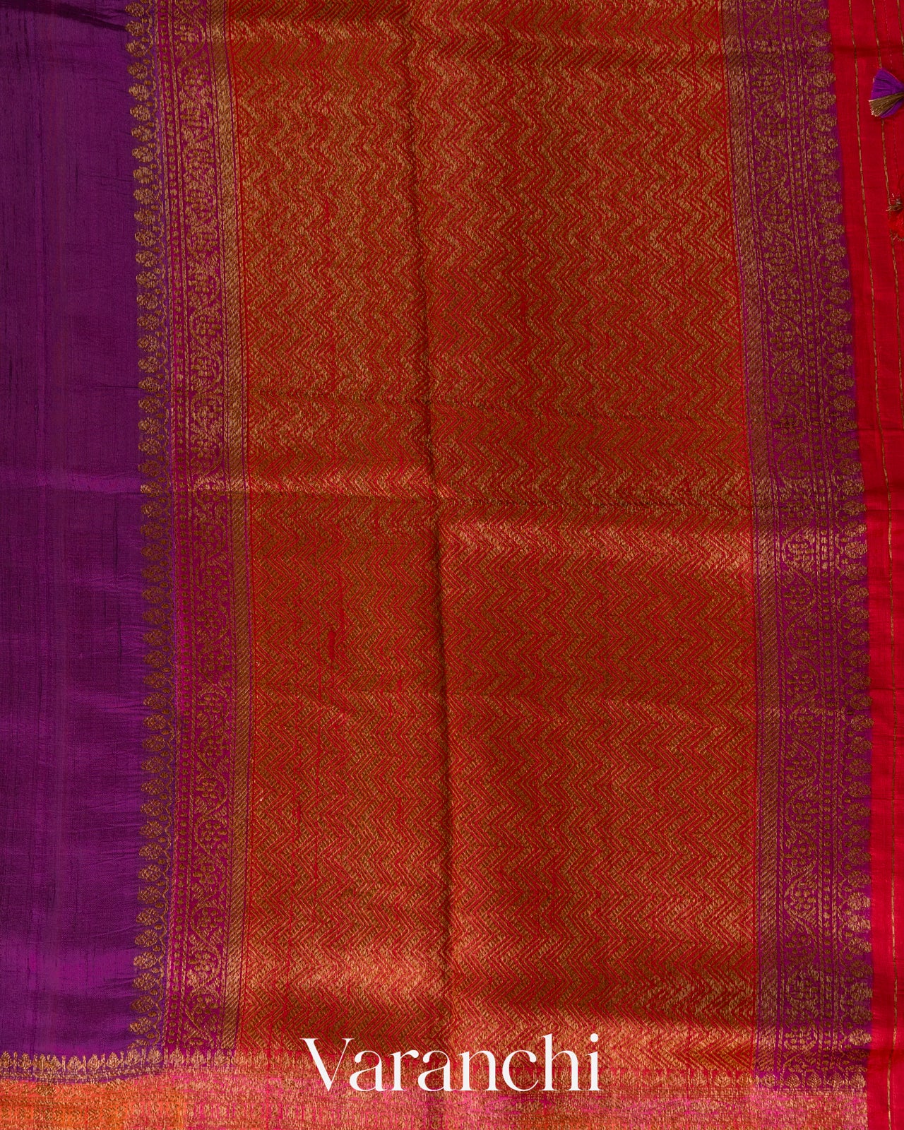 Purple Hand Brushed Pure Raw Silk Handloom Saree