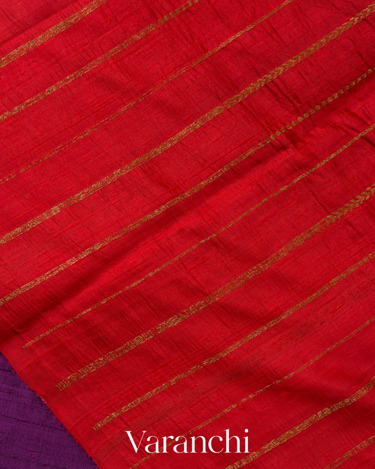 Purple Hand Brushed Pure Raw Silk Handloom Saree