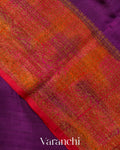 Purple Hand Brushed Pure Raw Silk Handloom Saree