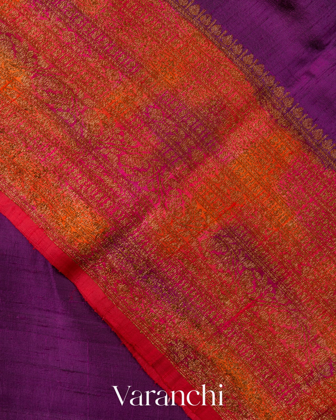 Purple Hand Brushed Pure Raw Silk Handloom Saree