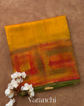 Mustard Yellow Hand Brushed Pure Raw Silk Handloom Saree