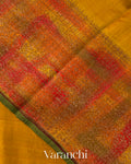 Mustard Yellow Hand Brushed Pure Raw Silk Handloom Saree
