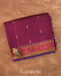 Mulberry Wine Pure Raw Silk Handloom Saree