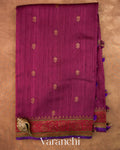 Mulberry Wine Pure Raw Silk Handloom Saree