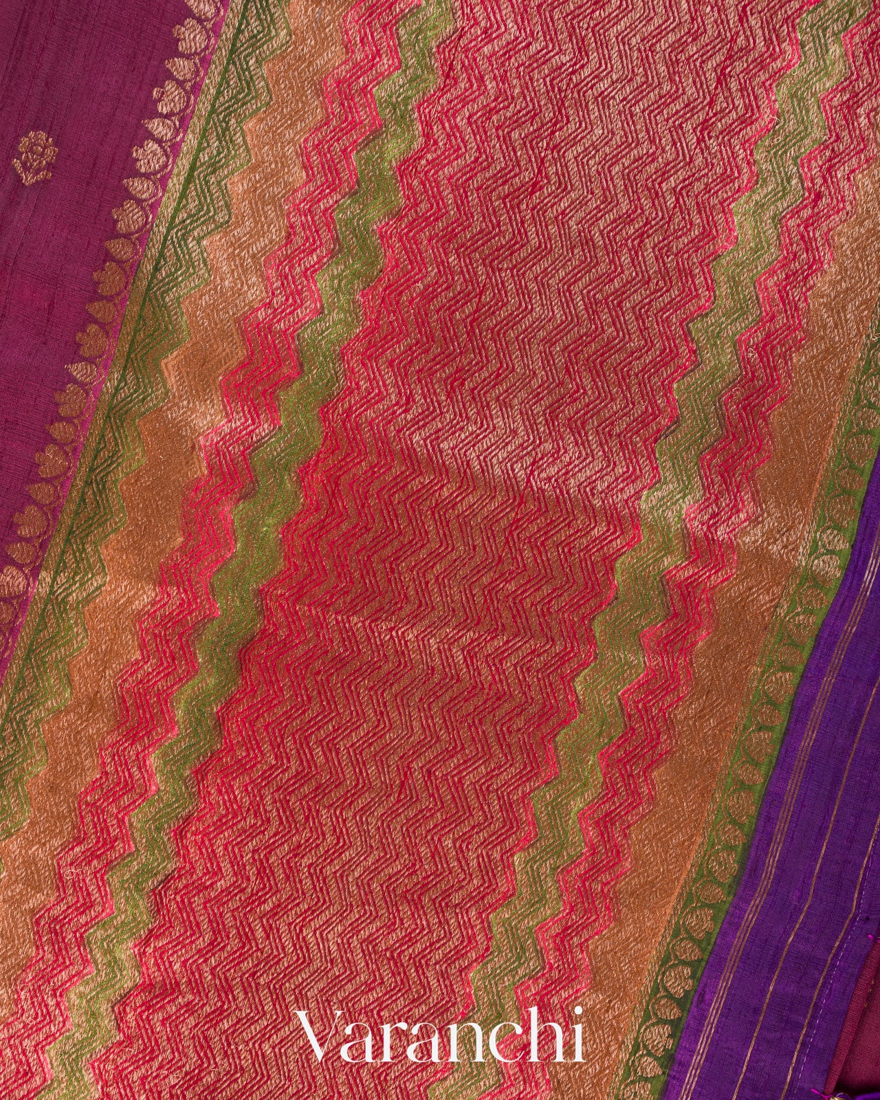 Mulberry Wine Pure Raw Silk Handloom Saree