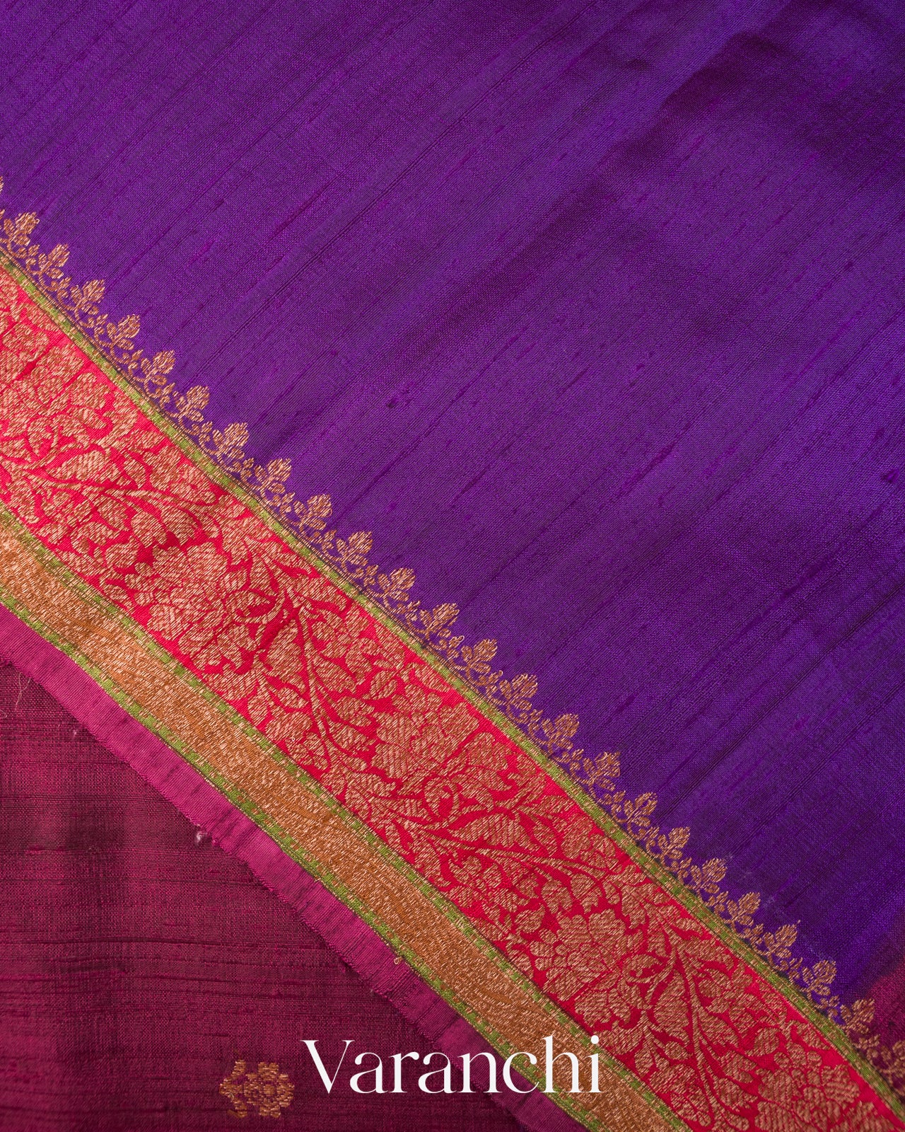 Mulberry Wine Pure Raw Silk Handloom Saree