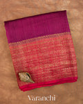Deep Wine Pure Raw Silk Handloom Saree