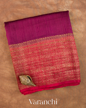 Deep Wine Pure Raw Silk Handloom Saree