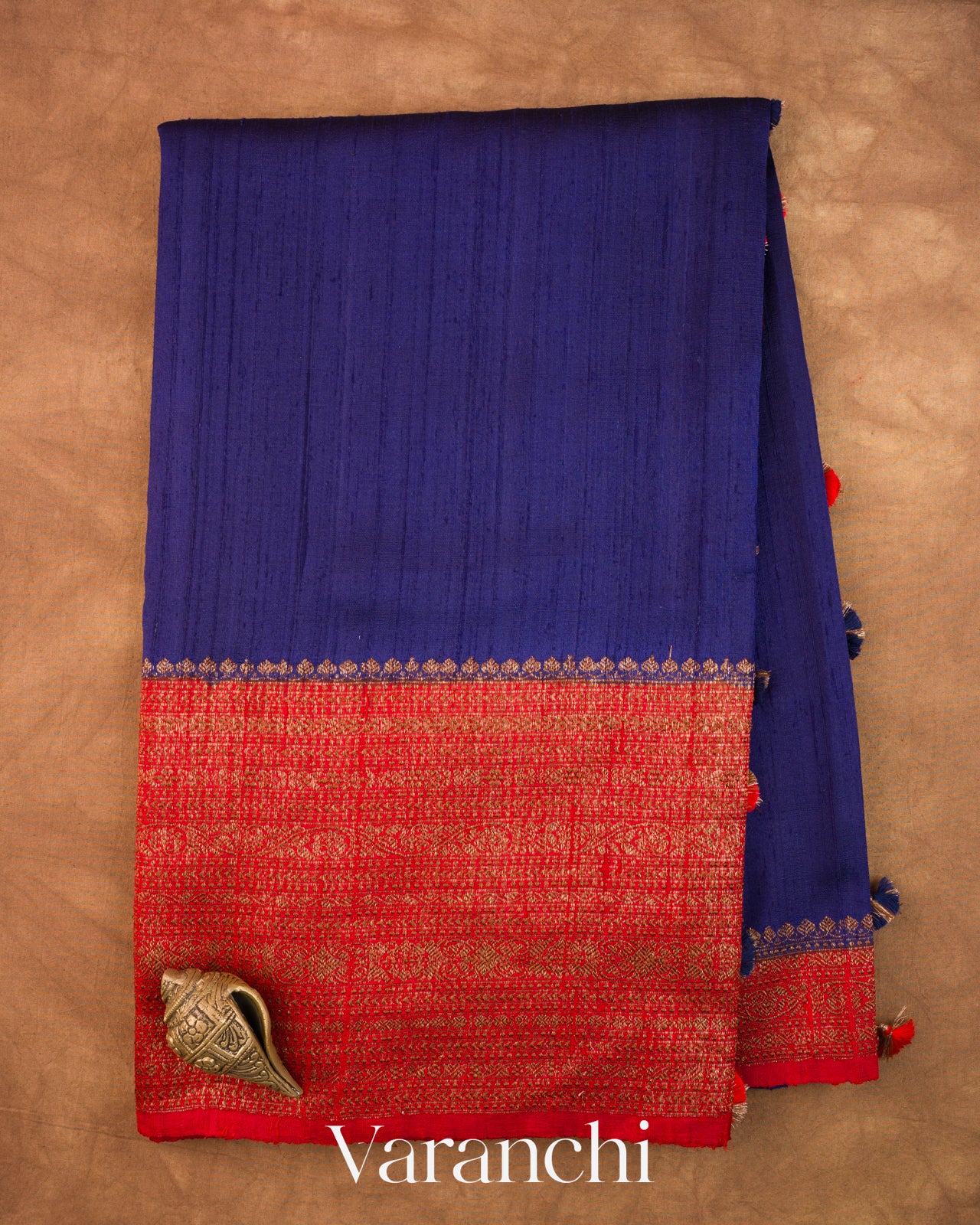 Navy Blue Pure Raw Silk Handloom Saree