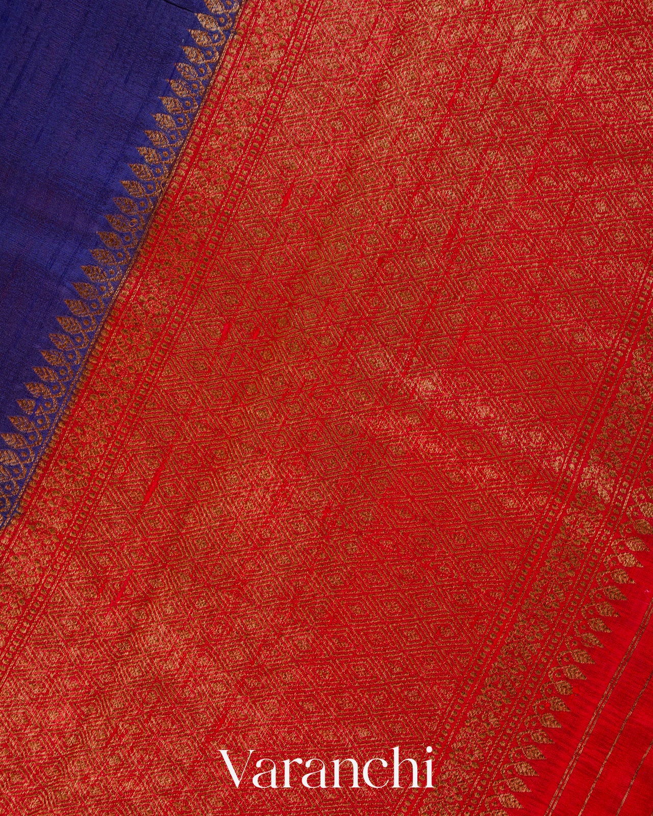 Navy Blue Pure Raw Silk Handloom Saree