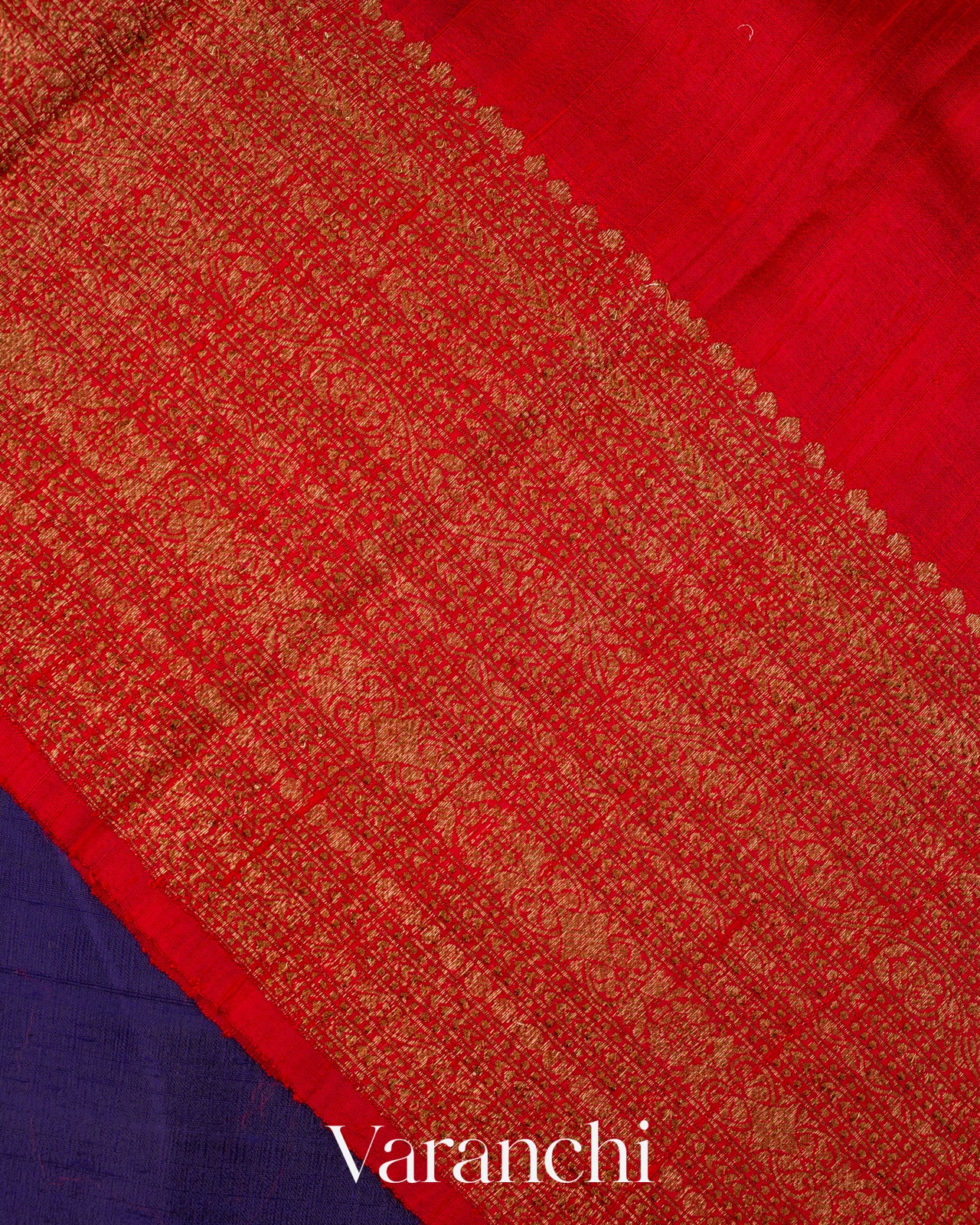 Navy Blue Pure Raw Silk Handloom Saree