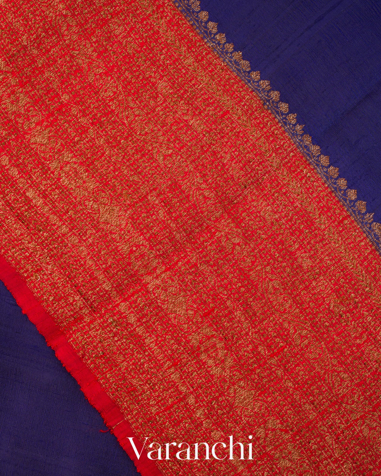 Navy Blue Pure Raw Silk Handloom Saree