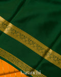 Marigold Orange Striped Pure Mysore Crepe Silk Saree