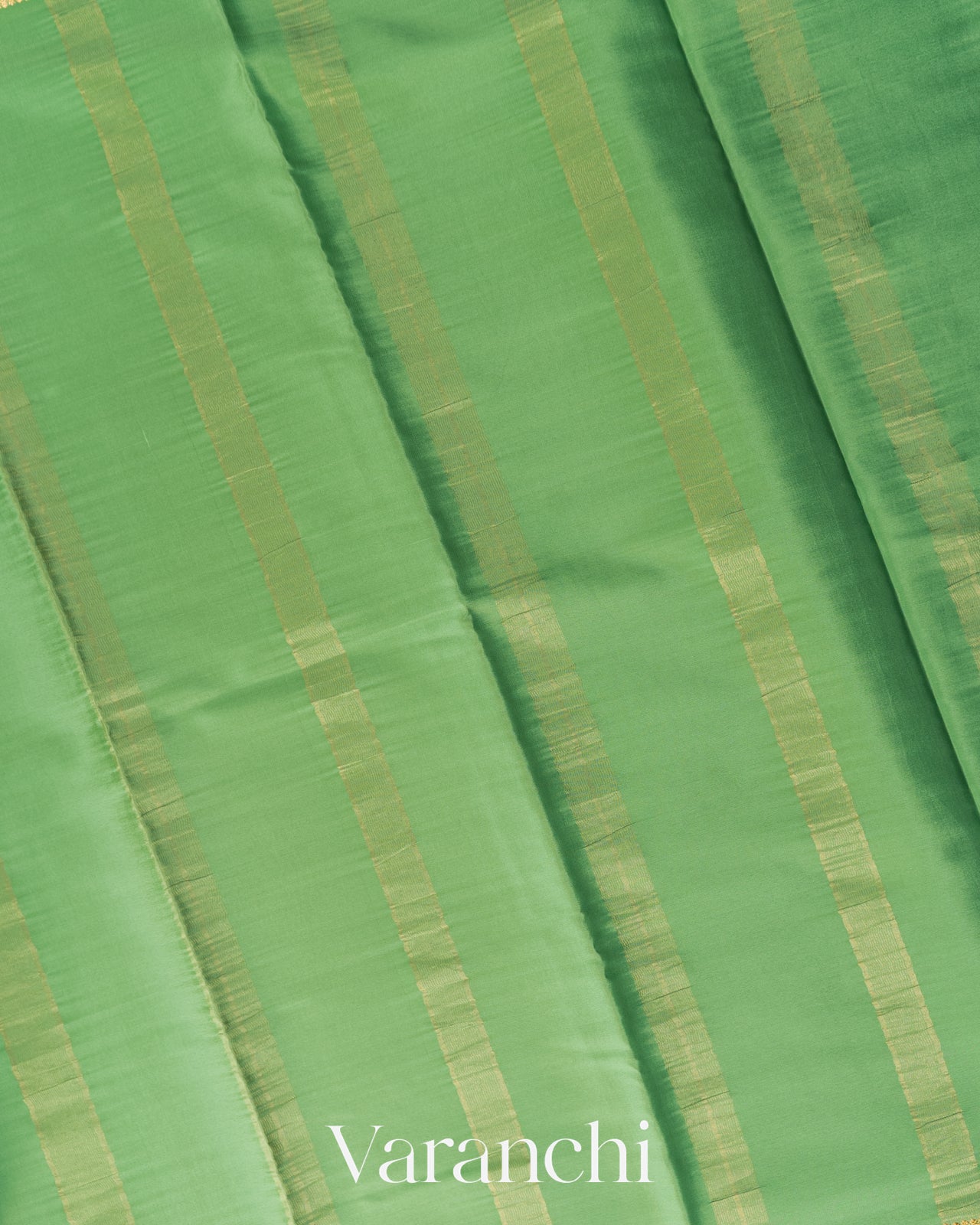 Bottle Green Striped Pure Mysore Crepe Silk Saree