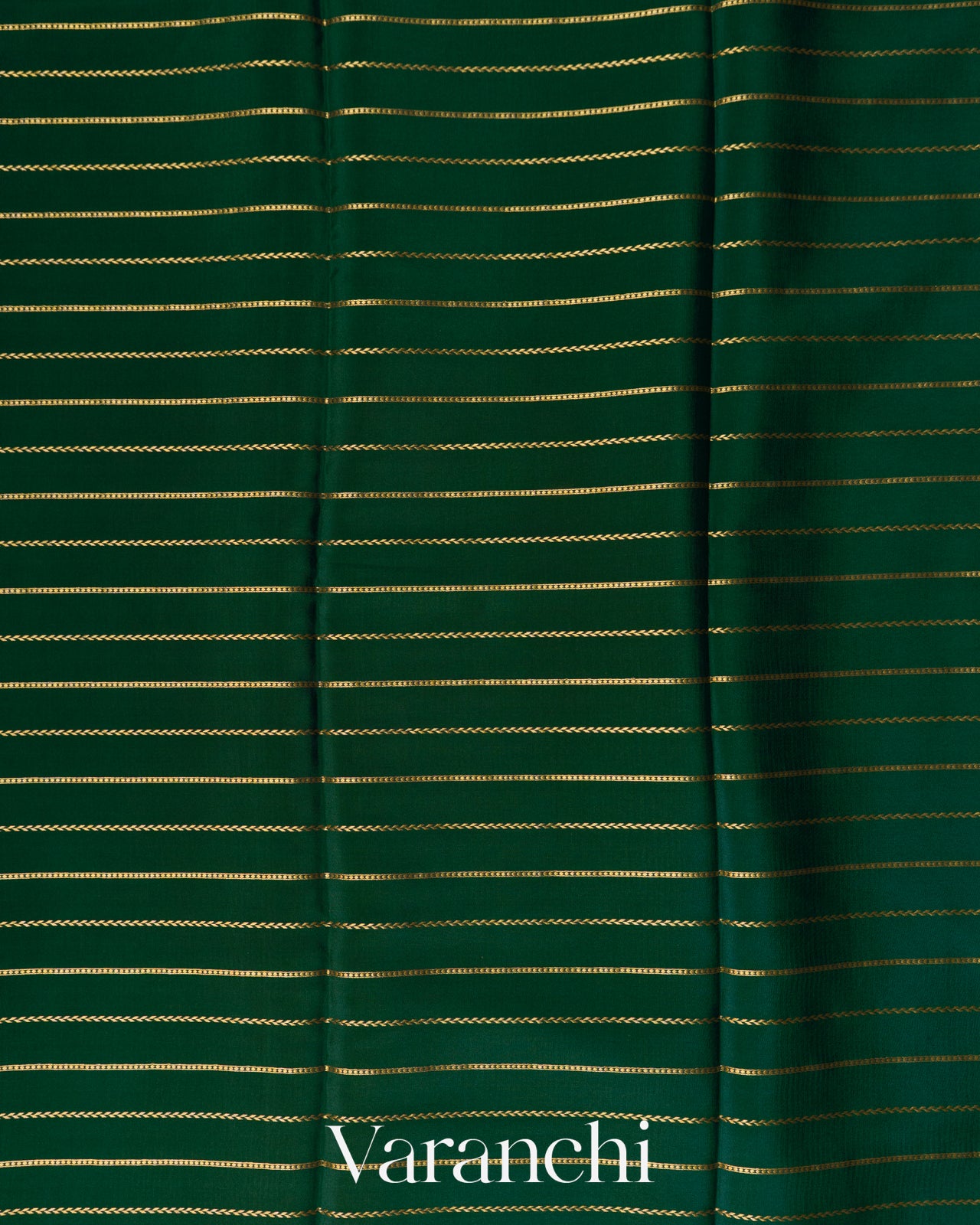 Bottle Green Striped Pure Mysore Crepe Silk Saree