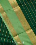 Bottle Green Striped Pure Mysore Crepe Silk Saree