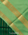 Bottle Green Striped Pure Mysore Crepe Silk Saree