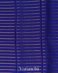 Royal Blue Striped Pure Mysore Crepe Silk Saree