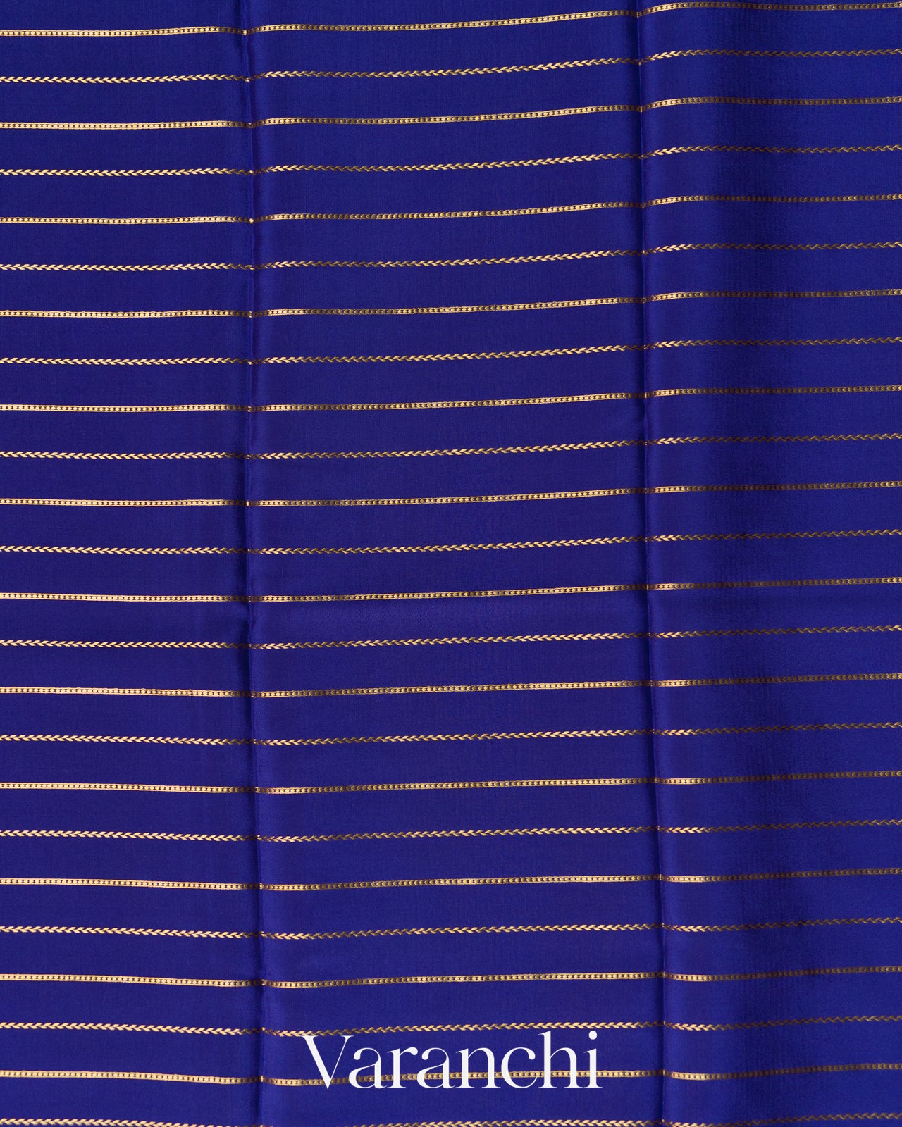 Royal Blue Striped Pure Mysore Crepe Silk Saree