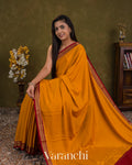 Mustard Orange Pure Mysore Crepe Silk Saree