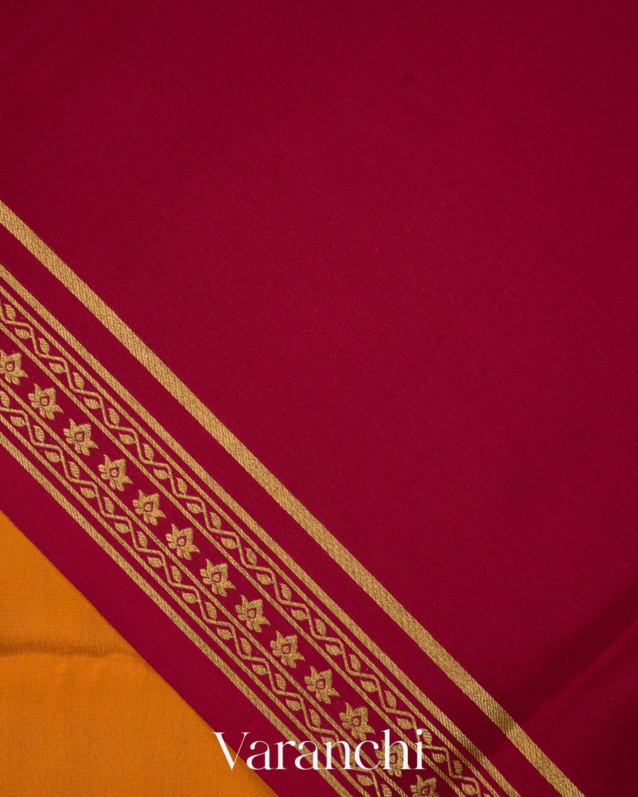Mustard Orange Pure Mysore Crepe Silk Saree