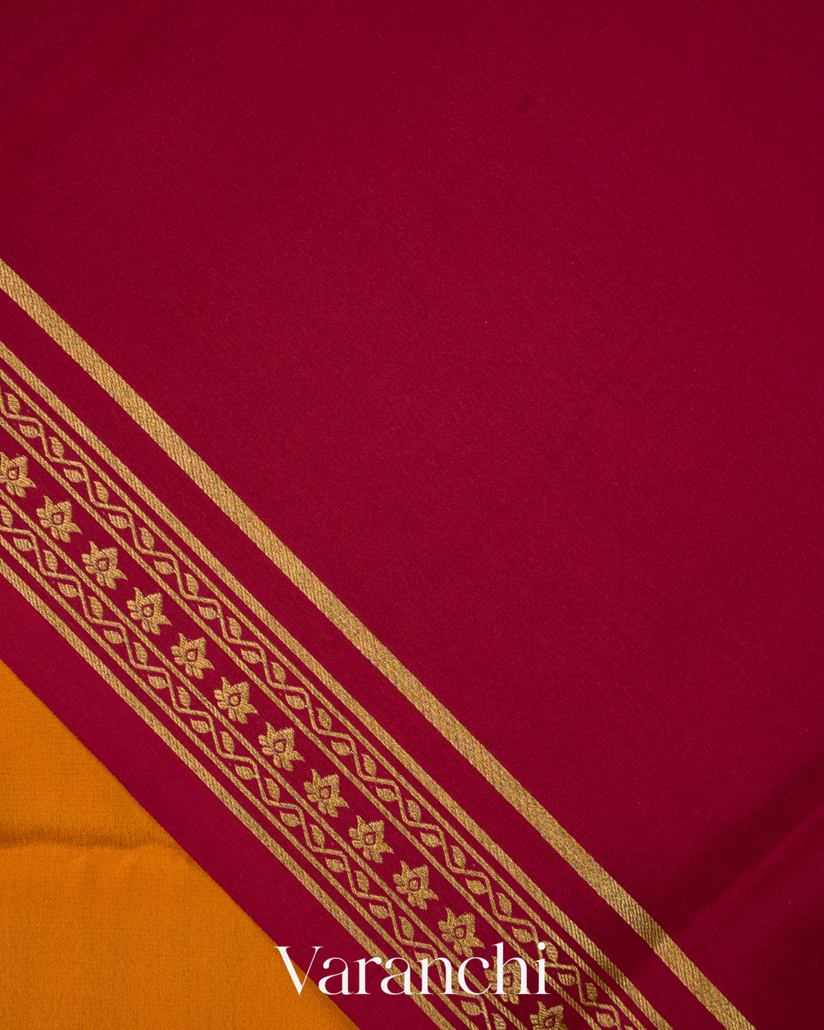Mustard Orange Pure Mysore Crepe Silk Saree