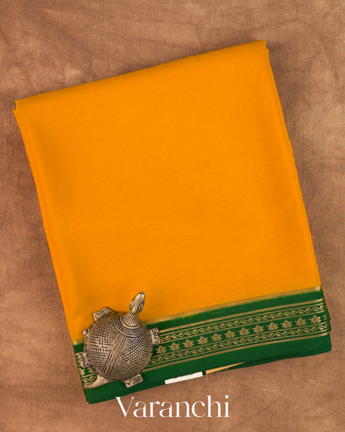 Turmeric Yellow Pure Mysore Crepe Silk Saree