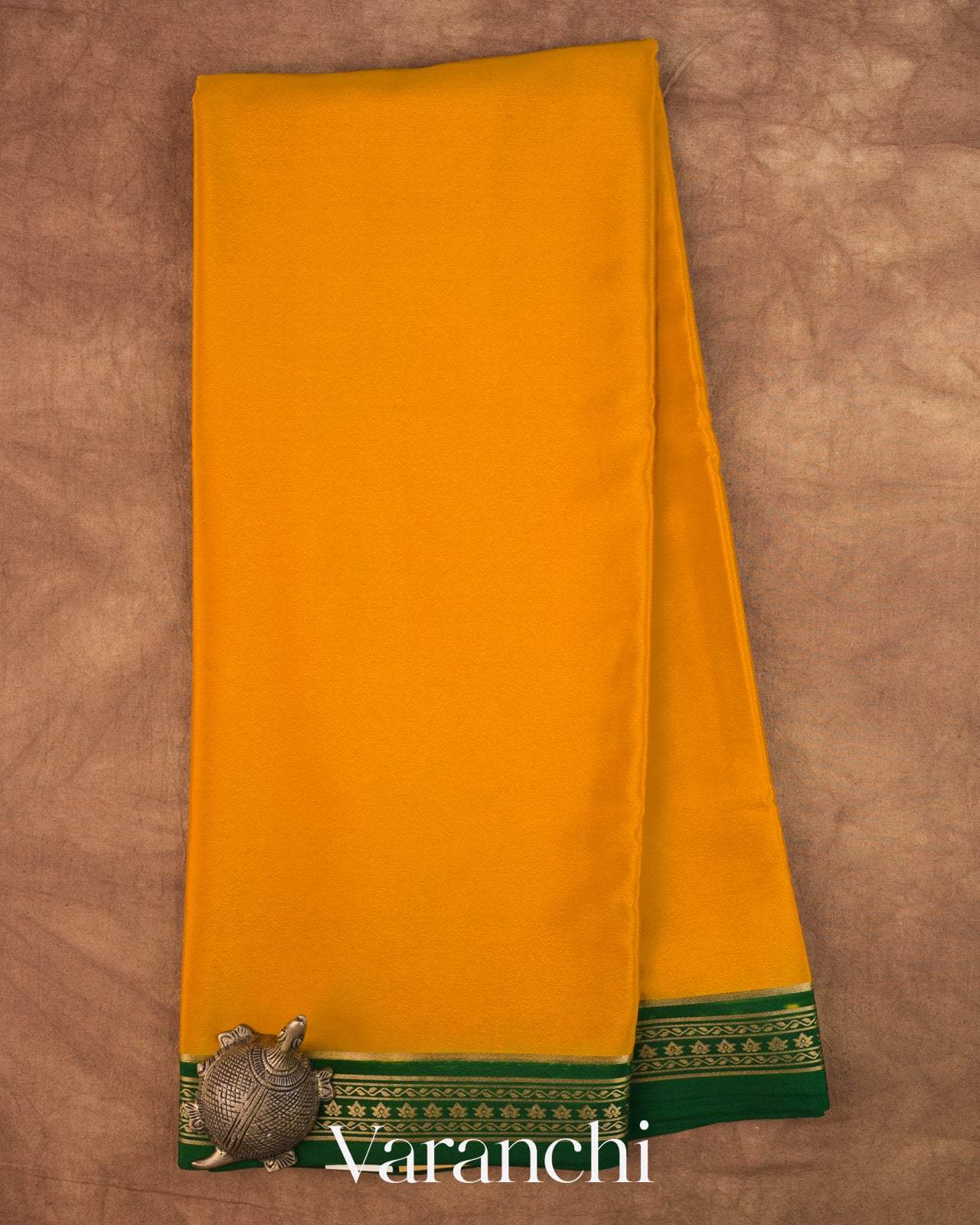 Turmeric Yellow Pure Mysore Crepe Silk Saree