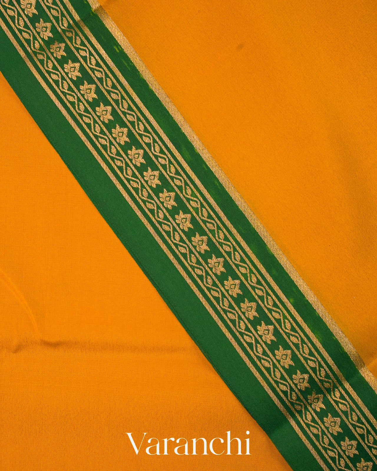 Turmeric Yellow Pure Mysore Crepe Silk Saree