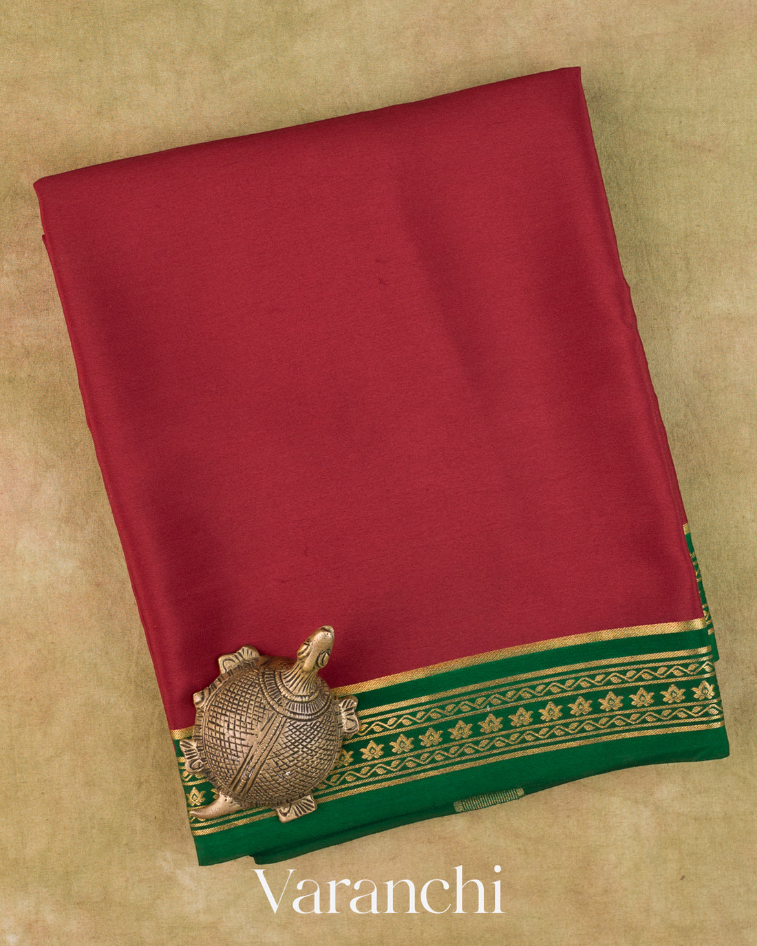 Wine Red Pure Mysore Crepe Silk Saree