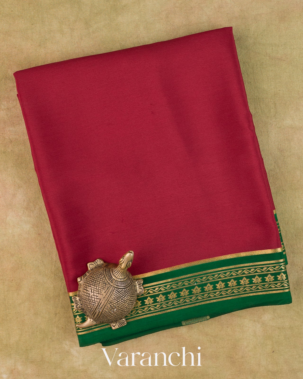 Wine Red Pure Mysore Crepe Silk Saree