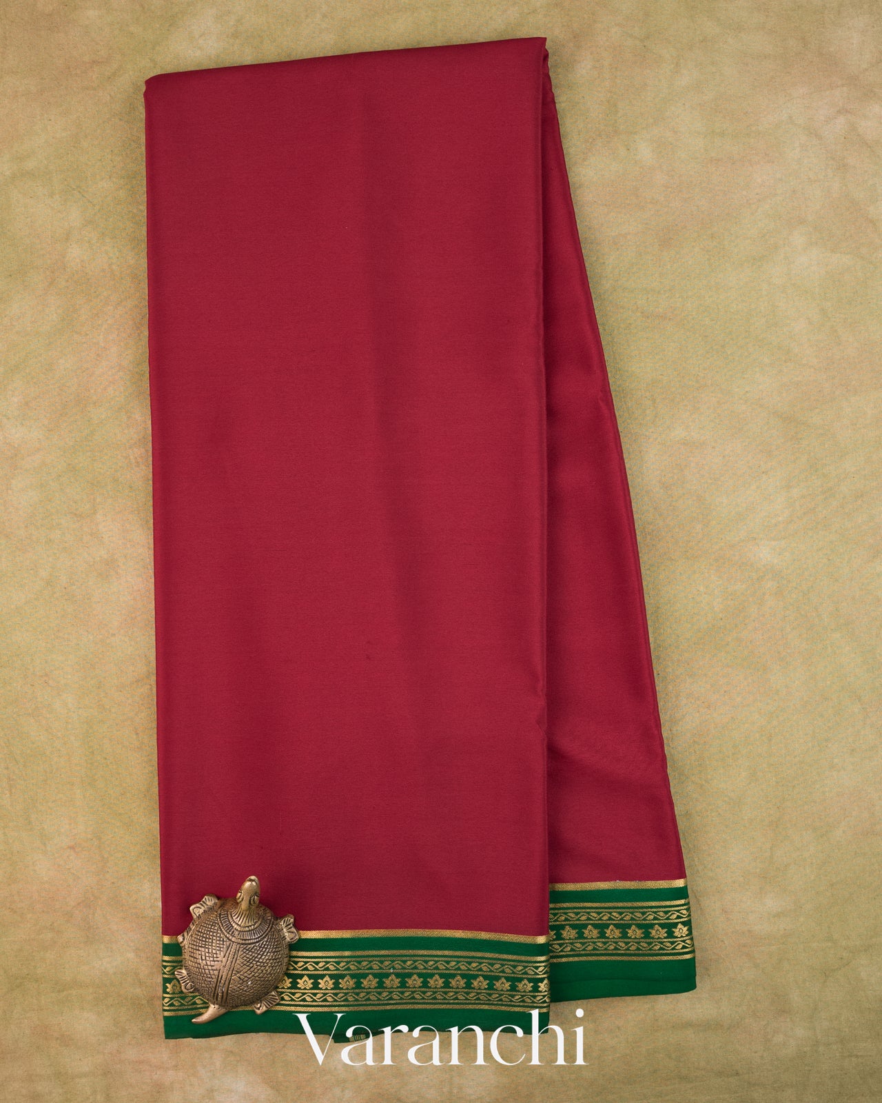 Wine Red Pure Mysore Crepe Silk Saree