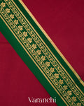 Wine Red Pure Mysore Crepe Silk Saree
