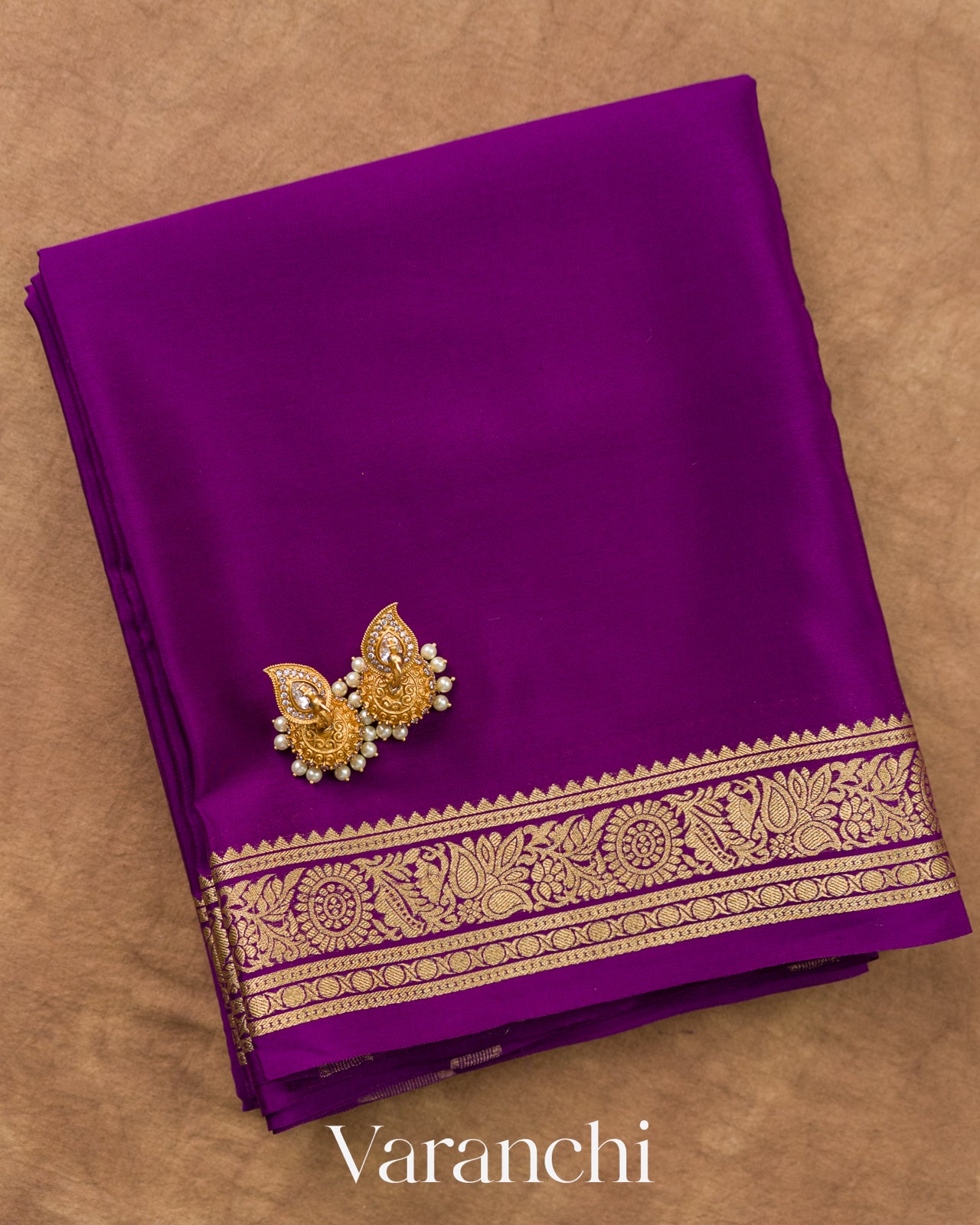 Royal Purple Pure Mysore Crepe Silk Saree