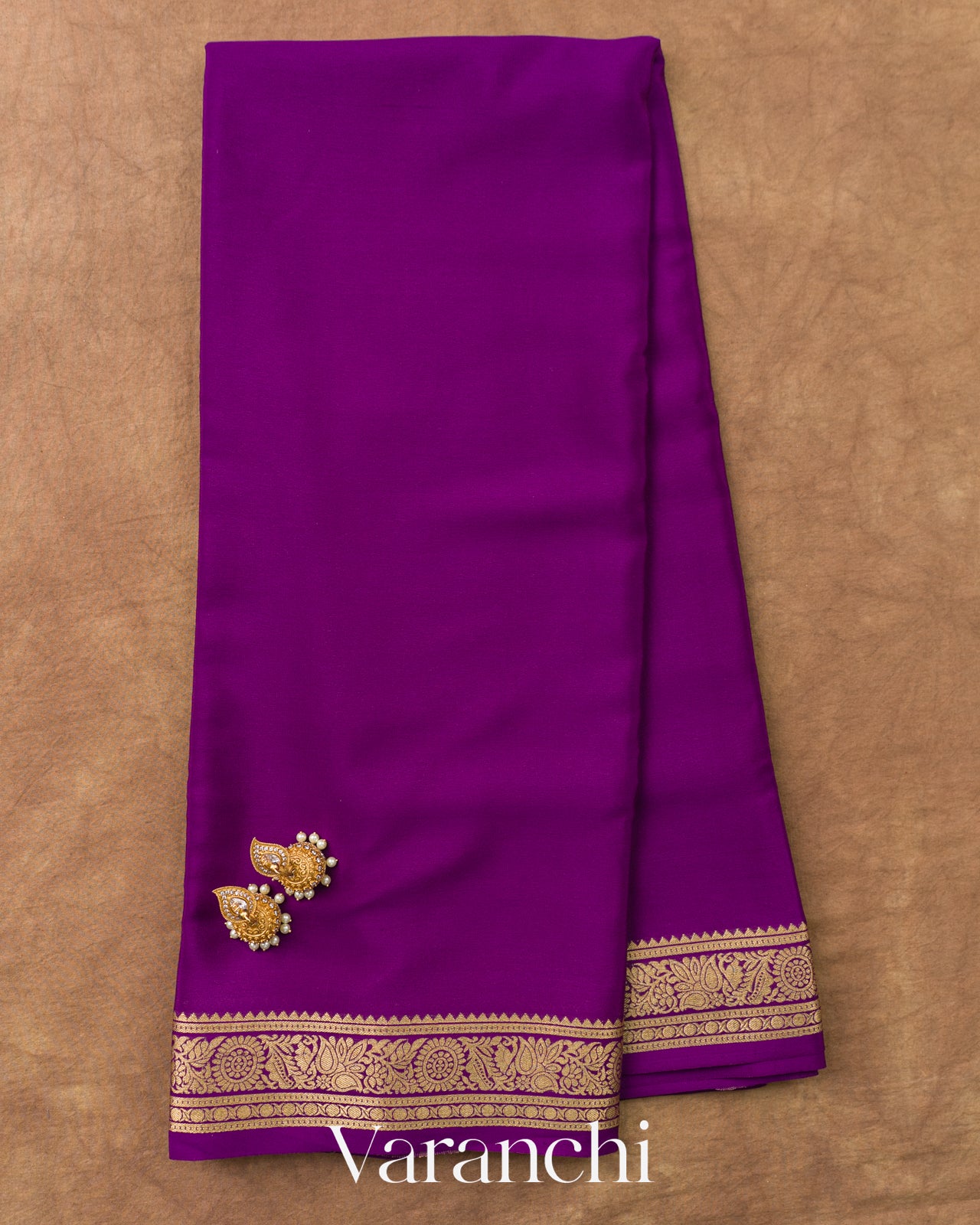Royal Purple Pure Mysore Crepe Silk Saree