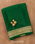 Bottle Green Pure Mysore Crepe Silk Saree