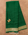 Bottle Green Pure Mysore Crepe Silk Saree