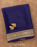 Navy Blue Pure Mysore Crepe Silk Saree