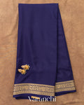 Navy Blue Pure Mysore Crepe Silk Saree