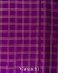 Purple Checkered Pure Mysore Crepe Silk Saree