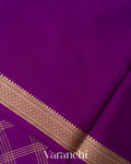 Purple Checkered Pure Mysore Crepe Silk Saree