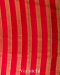 Bright Red Checkered Pure Mysore Crepe Silk Saree