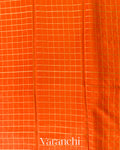 Tangerine Orange Checkered Pure Mysore Crepe Silk Saree