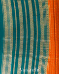 Tangerine Orange Checkered Pure Mysore Crepe Silk Saree
