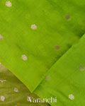 Parrot Green Tissue Pure Kora Silk Saree