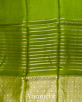 Parrot Green Tissue Pure Kora Silk Saree