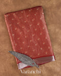 Maroon Tissue Pure Kora Silk Saree