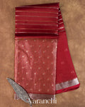 Maroon Tissue Pure Kora Silk Saree