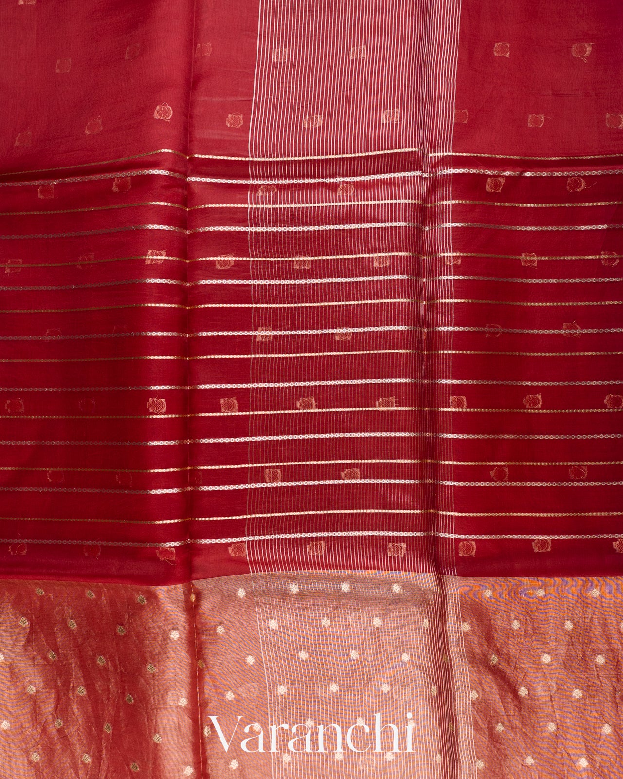 Maroon Tissue Pure Kora Silk Saree