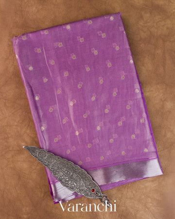 Purple Tissue Pure Kora Silk Saree